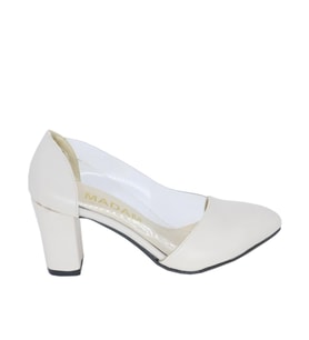 Trendyshoes 03336 Kalın Topuk Şeffaf Kadın Ayakkabı (Ten)