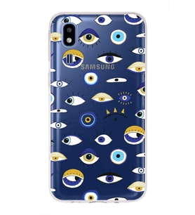 PrintiFy Samsung Galaxy A2 Core ile Uyumlu 1mm Slim Fit Nazar Boncuğu 2 Baskılı Şeffaf  Kılıf