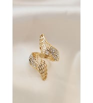 Ayarlamalı Gold Renk Metal Zirkon Taşlı Kanat Yüzük