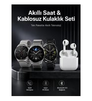 Mey İthalat® Akıllı Saat ve Kulaklık Seti Dokunmatik Ekran 5.0 Bluetooth Bağlantılı Sesli Görüşme