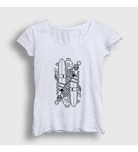 Presmono Kadın Beyaz Surfer Kings Kral T-Shirt 289068tt