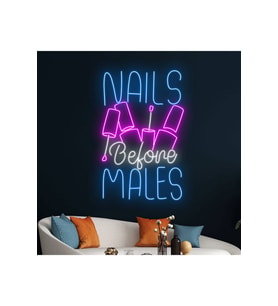 NAILS Before MALES Yazılı ve Şekilli Neon Tabela