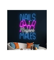 NAILS Before MALES Yazılı ve Şekilli Neon Tabela
