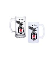 Ghostbastır Design Beşiktaş Kulplu Bira Bardağı Buzlu veya Şeffaf Seçenekli 0131
