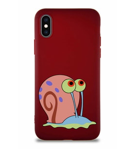 Apple iPhone X Soft Premier Kapak Salyangoz Gary Tasarımlı Silikon Kılıf - Mürdüm (Şeffaf)
