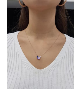 Kelebek Lazer Mineli Minimal Kolye (Karışık)