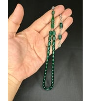 ATEŞ KEHRİBAR TESBİH KAPSÜL KESİM YEŞİL RENK 10MM X 7MM T-545 (Çok Renkli)