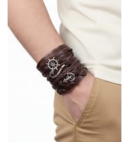 6 ADET KAHVERENGİ GERÇEK DERİ BİELKLİK DENİZCİ KOMBİN HAKİKİ DERİ BİLEKLİK MODA BİLEKLİK