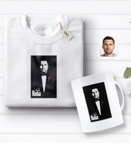 BK Gift Kişiye Özel Godfather Baba Tasarımlı Beyaz Tişört ve Kupa Seti-6 (Model 1)