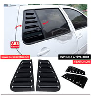Vw Golf 4 1997-2003 Uyumlu Kelebek Cam Izgarası Kelebek Cam Vizörü Havalandırma Takım Parlak Siyah