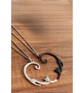 Best Friends Yin Yang Kedili Kolye Kalp Sevgili Çift İkili Arkadaş Kolyesi Punk Stil Wrap (Gümüş)