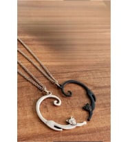 Best Friends Yin Yang Kedili Kolye Kalp Sevgili Çift İkili Arkadaş Kolyesi Punk Stil Wrap (Gümüş)