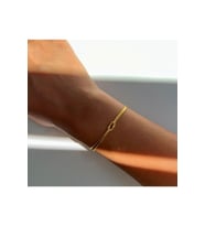 925 Ayar Gümüş Tekli Düğüm Zincir Bileklik (Gold)