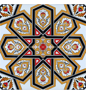 Armada Çini 20x20 Cm SP 72 Sarı Türkmen Yıldızı Kütahya Çini Karo