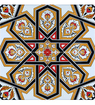 Armada Çini 20x20 Cm SP 72 Sarı Türkmen Yıldızı Kütahya Çini Karo
