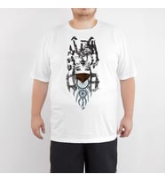 Bant Giyim -Wolf Girl Dreamcatcher  4XL Büyük Beden Beyaz Tişört (Siyah - Beyaz)