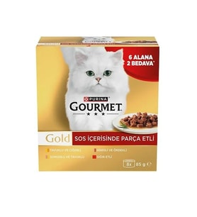 Gourmet Gold Box Sos İçerisinde Parça Etli Kedi Yaş Maması 85 Gr 8 Al 6 Öde