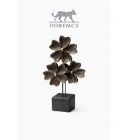 Doremcy 3’lü Çiçek Biblo Dekoratif Obje 25x14 cm Polyester Masaüstü Salon Aksesuarı (Siyah)
