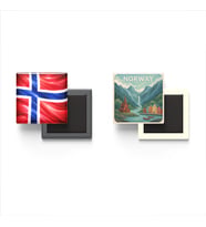 Buzdolap Magnetleri - Norveç Bayrağı ve Paper Cut Tema - 2'li Set Magneti