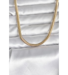 CM 14K Gold Renk Yassı Yılan Zincir Model 45 cm Kadın Kolye TJ-BKO11005