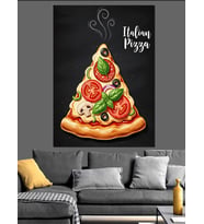 Dilimlenmiş İtalyan Pizzası Sanatı Dekoratif Kanvas - Mdf Ahşap Tablo