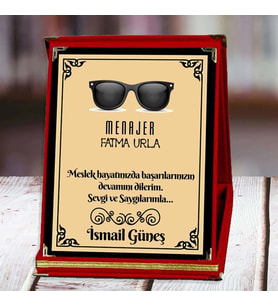 Menajer Baskılı Plaket (1. Tasarım)  Kişiye Özel (Kırmızı)