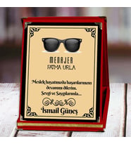 Menajer Baskılı Plaket (1. Tasarım)  Kişiye Özel (Kırmızı)