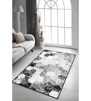 Gri Petek Kaymaz Tabanlı Makinede Yıkanabilir Halı AR006 - 100 x 160 cm