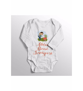 Unisex Bebek Beyaz Baskılı Zıbın