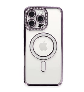 İphone 16 Pro Max Kılıf Joke Simli Magneticsafe Kılıf - Derin Mor