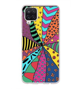 PrintiFy Samsung Galaxy A12 ile Uyumlu 1mm Slim Fit Retro Renkler 4 Baskılı Şeffaf  Kılıf