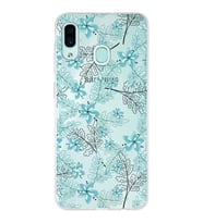Samsung Galaxy A30 Uyumlu Kapak Floral Su Yeşili Tasarımlı Şeffaf Silikon Kılıf