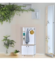 İnci Portmanto Askılıklı Beyaz Raflı Çok Bölmeli 2 Kapaklı Yüksek Ayaklı Portmanto 80x37x195 Cm