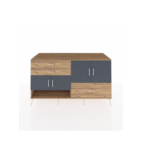 Kronos Konsol 3 Raflı 3 Çekmeceli 4 Kapaklı 176x59x99 Çam-Antrasit/Çam