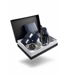 Özel Lüks Premium Serisi Damat Çeyiz Dikey Cüzdan Kemer Kartlık ve Metal Özel Saat Çeyiz Kutulu Seti