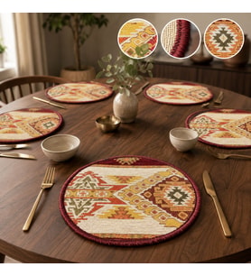 BK Gift 6 Adet El Yapımı Anadolu İzleri Kilim Kumaşı Supla Koleksiyonu 27cm -6