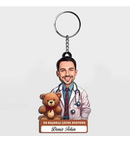 Karikatürlü - Erkek Çocuk Doktoru İsimli Anahtarlık