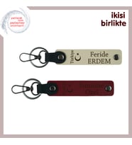 Romantik Ruhlu Sevgiliye Vatan Temalı Sürpriz Ayyıldız Türkiye, Deri Anahtarlık Seti, S Kahve-Bordo