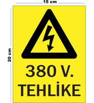 Metal 380v Tehlike 15cm x 20cm Uyarı Levhası Yönlendirme Tabelası
