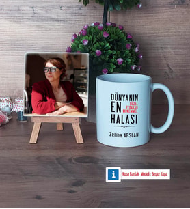Halaya Hediye Fotoğraflı Dekoratif Taş, Kupa Bardak Beyaz Hediye (Model 1)