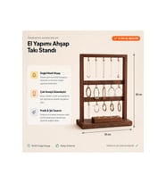 Ahşap Masaüstü Takı Standı Metal Kancalı Organizer, Şık ve Kullanışlı