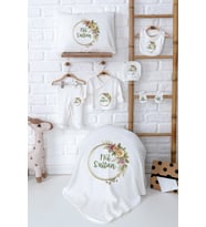 Pia Baby Premium %100 Pamuk Yenidoğan Kız Bebek Hastane Çıkışı Hediyelik Set 5088-02 (Ekru)
