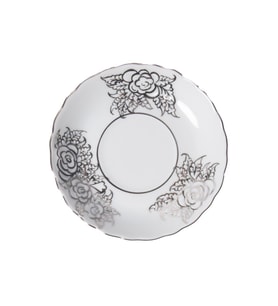GÜRAL PORSELEN Rose El dekoru 12 Cm Çay Tabağı Gümüş İşleme 8020