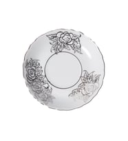 GÜRAL PORSELEN Rose El dekoru 12 Cm Çay Tabağı Gümüş İşleme 8020