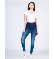 Hamile Kot Pantolon Yırtık Model Dar Paça Mavi Mavi