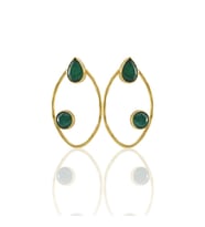 Kadir Jewellery 22 Ayar Altın Kaplama Geometrik Küpe -El İşçiliği Ve Hipoalerjenik Küpe (K.Yeşil)