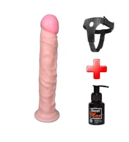 LilituShop 24 cm Belden Bağlamalı Realistik Testissiz Penis + Kemer + Kayganlaştırıcı Hediyeli