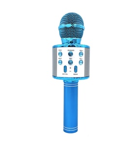 Mavi Kablosuz Bluetooth Mikrofon, Led Işıklı Ses Sistemi, Karaoke Ve Müzik Oynatıcı, Taşınabilir Usb/sd Desteği Mavi