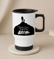 BK Gift Kişiye Özel Babalar Günü Tasarımlı Kulplu Beyaz Çelik Bardak Termos Mug 450ml-6, Babalar Günü Hediye, Babaya Hediye (Metal)