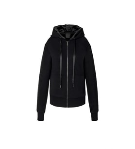Guess Kadın Siyah Kapüşonlu Scuba Taşlı Fermuarlı Sweatshirt
